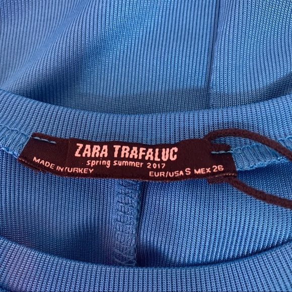 Zara Trafaluc Aqua Flutter Slit Long Sleeve Dress - Picture 9 of 10